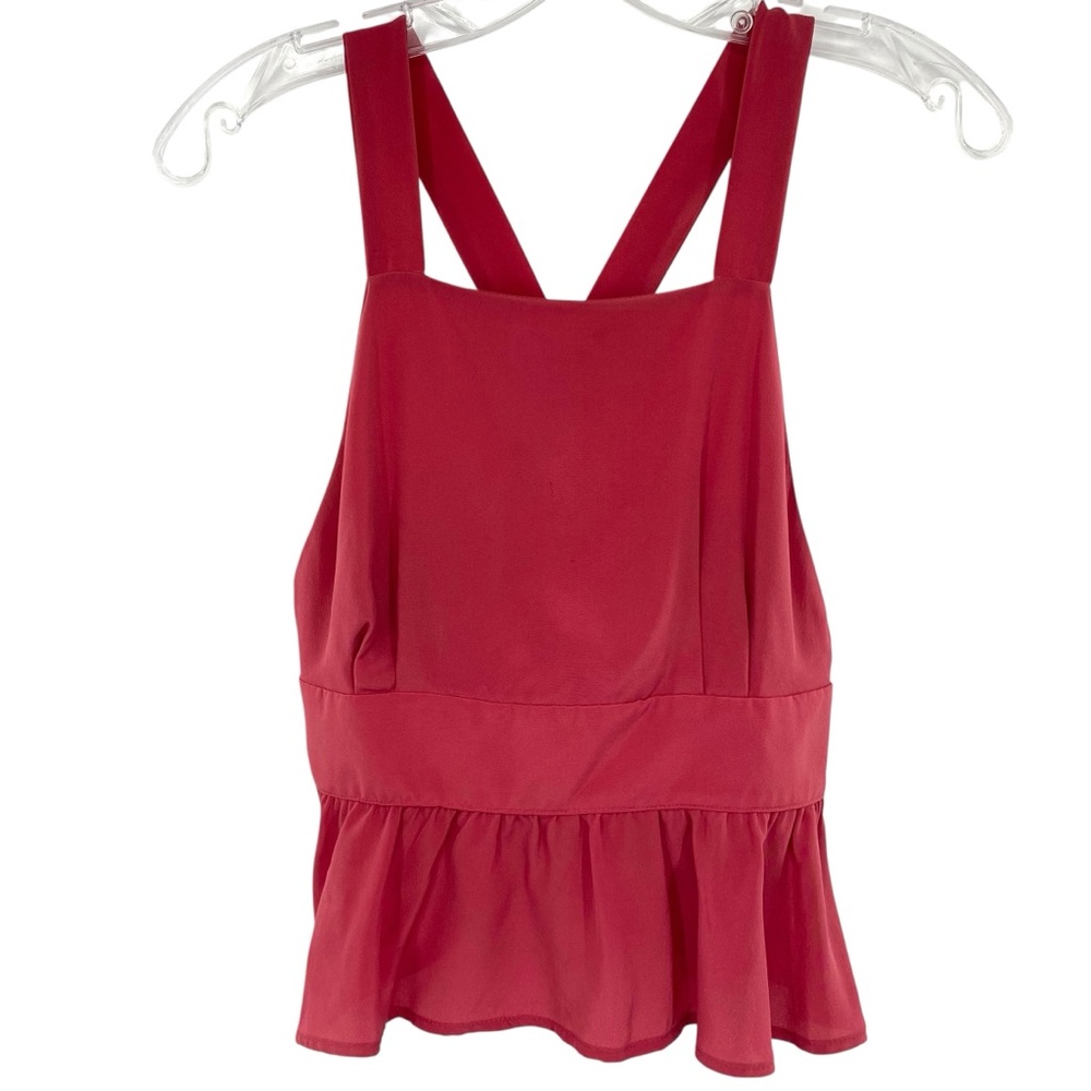 Stone Cold Fox Babydoll Peplum Silk Top Ruffle Tie Back